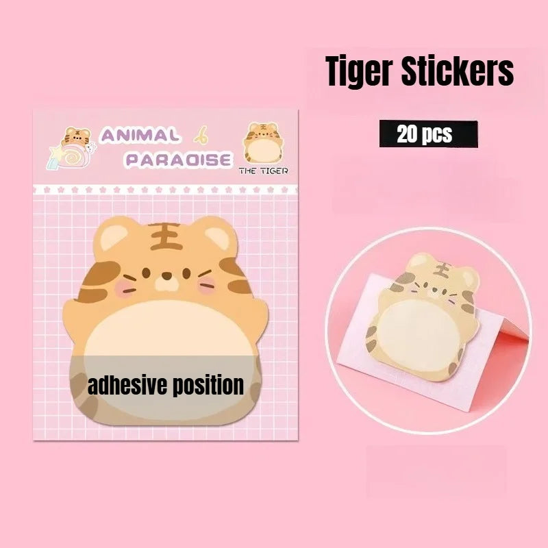 New 8 Packs Cartoon Small Animal Special-shaped Sticky Notes Office Simple Shape Creative Sticky Notes Cute Colorful Note Paper Peaceful Pleasures Health and Wellness 8Pcs