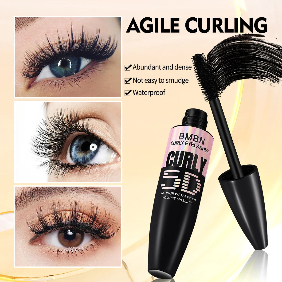 Waterproof Volumizing Black Mascara – Curl, Volume & All Day