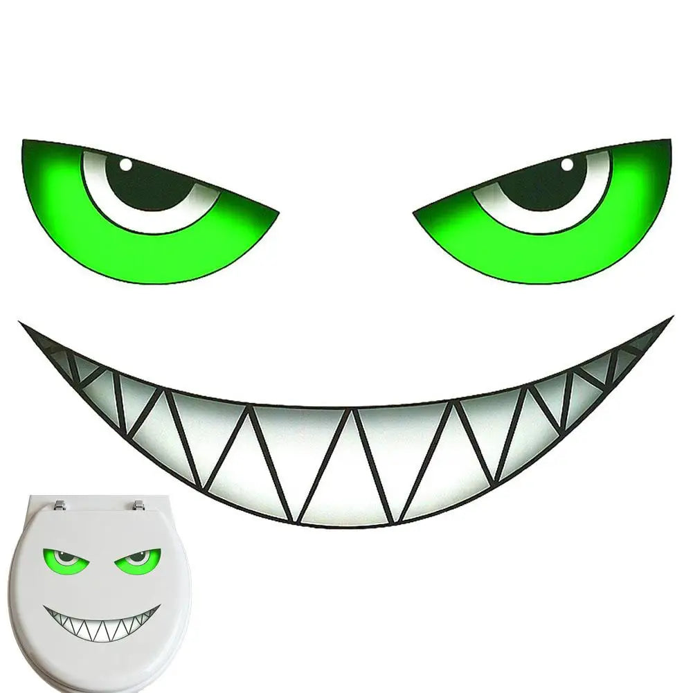 Creative Luminous Devil Eye Toilet Stickers Wall Decals For Home Bathroom Waterproof Humorous Decor Stickers Peaceful Pleasures Health and Wellness green