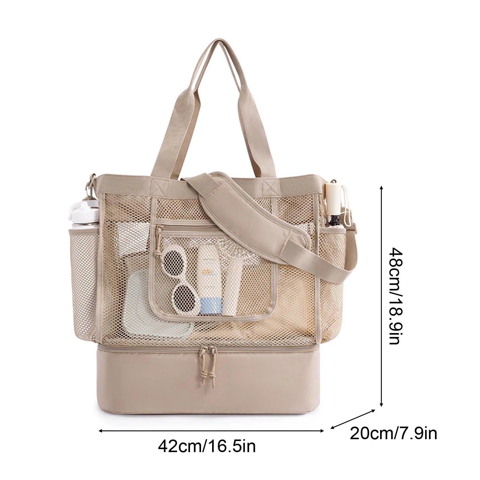 Women's Multi Pocket Beach-Bag With Anti Sand Design Foldable Lightweight Zipper For Travel Peaceful Pleasures Health and Wellness