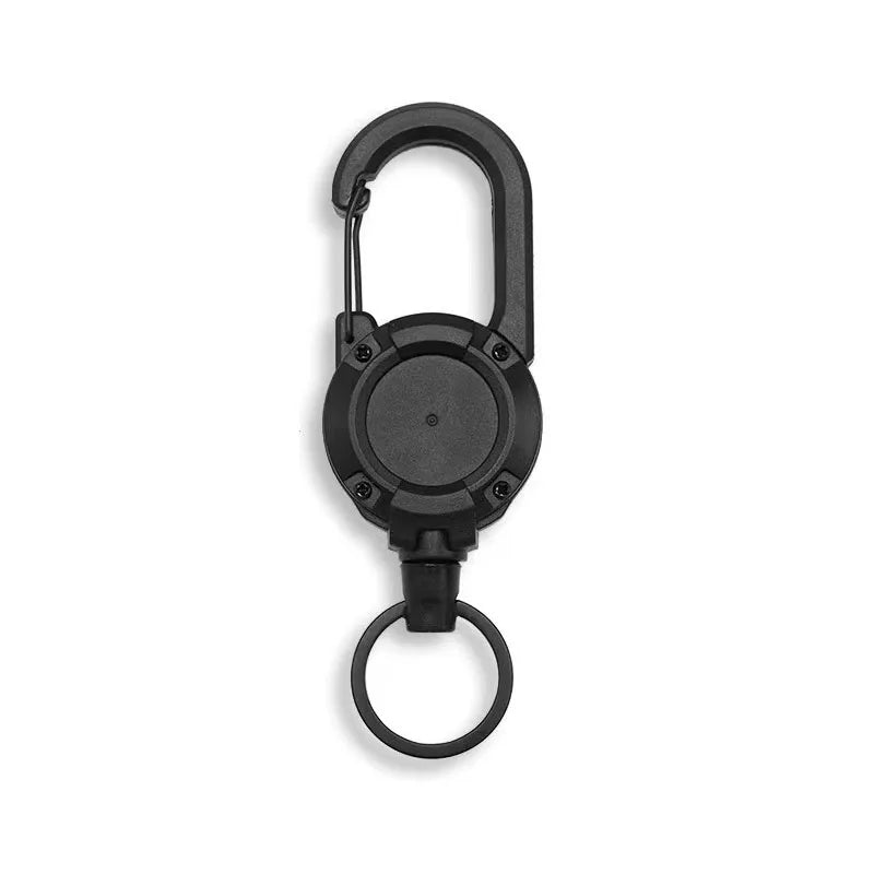 Heavy Duty Retractable Carabiner Durable Steel Wire Rope Spring Key Ring Anti-lost Buckle for Climbing Travel Camping Gear Peaceful Pleasures Health and Wellness black