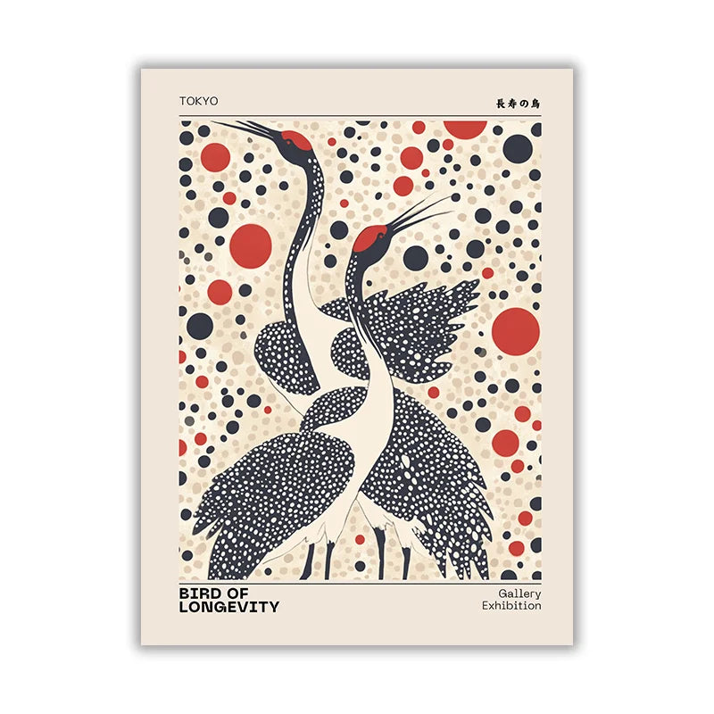 Japanese Ukiyo-e Style Fuji Mountain Cranes Cherry Blossom Canvas Print Poster Vintage Japandi Art Prints Wall Art Home Decor Peaceful Pleasures Health and Wellness VA1735 55x75cm