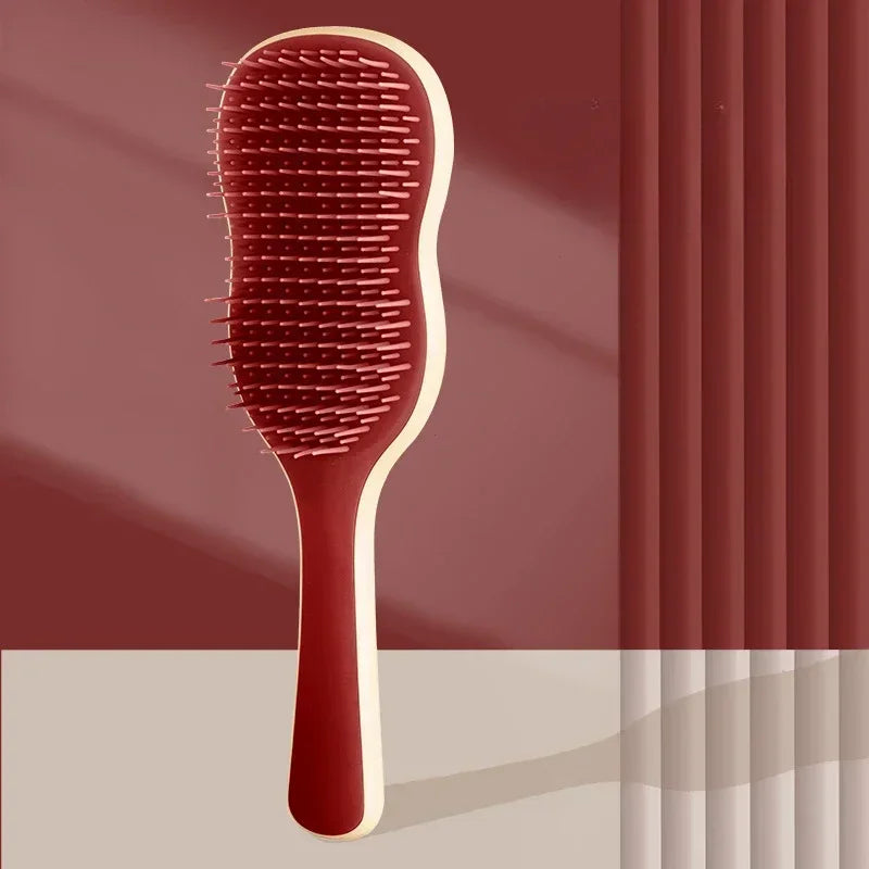 Banana Leaf Long Hair Fluffy Styling Straight Hair Comb for Home Massage Women's Special Airbag Cushion Comb Practical Comb New Peaceful Pleasures Health and Wellness Red