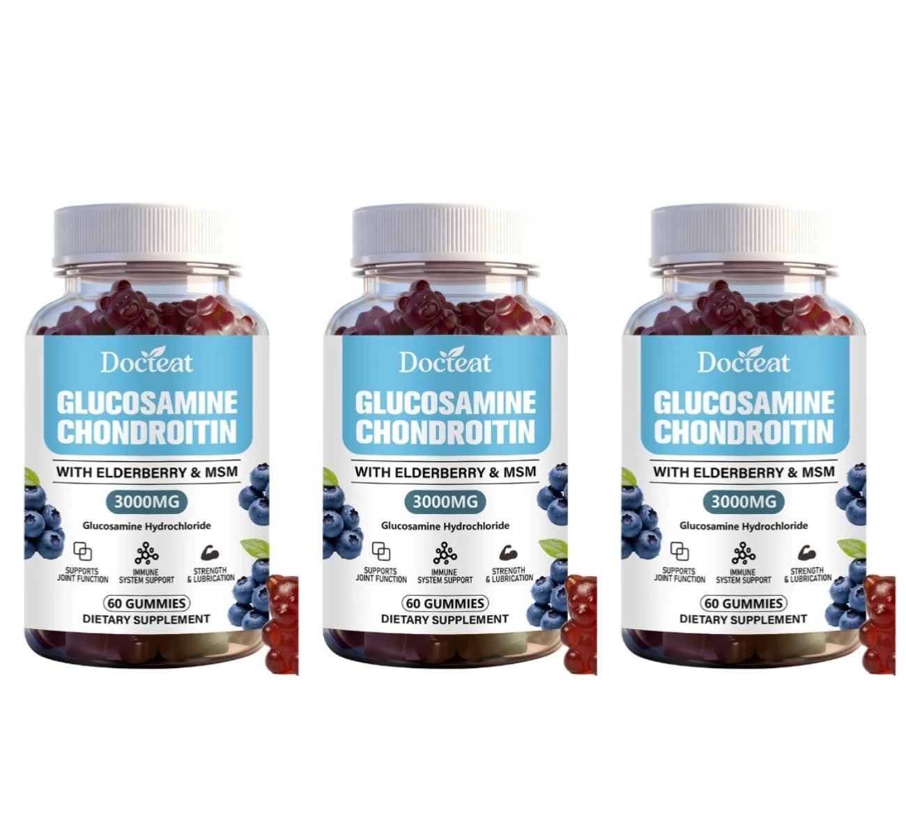 Glucosamine Chondroitin Gummies 3000mg | Elderberry MSM Turmeric