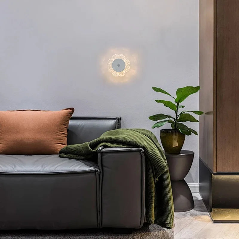 Eight Petal Flower Wall Lamp | Motion Sensor, Dimmable, No Wiring