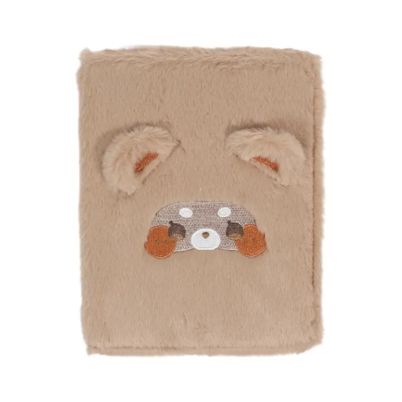 Cute Plush A5 Binder Collect Book Cover Stars Photo Cards Collect Book Storage Album Hardcover Notebook Stationery Supplies Peaceful Pleasures Health and Wellness Brown shell only