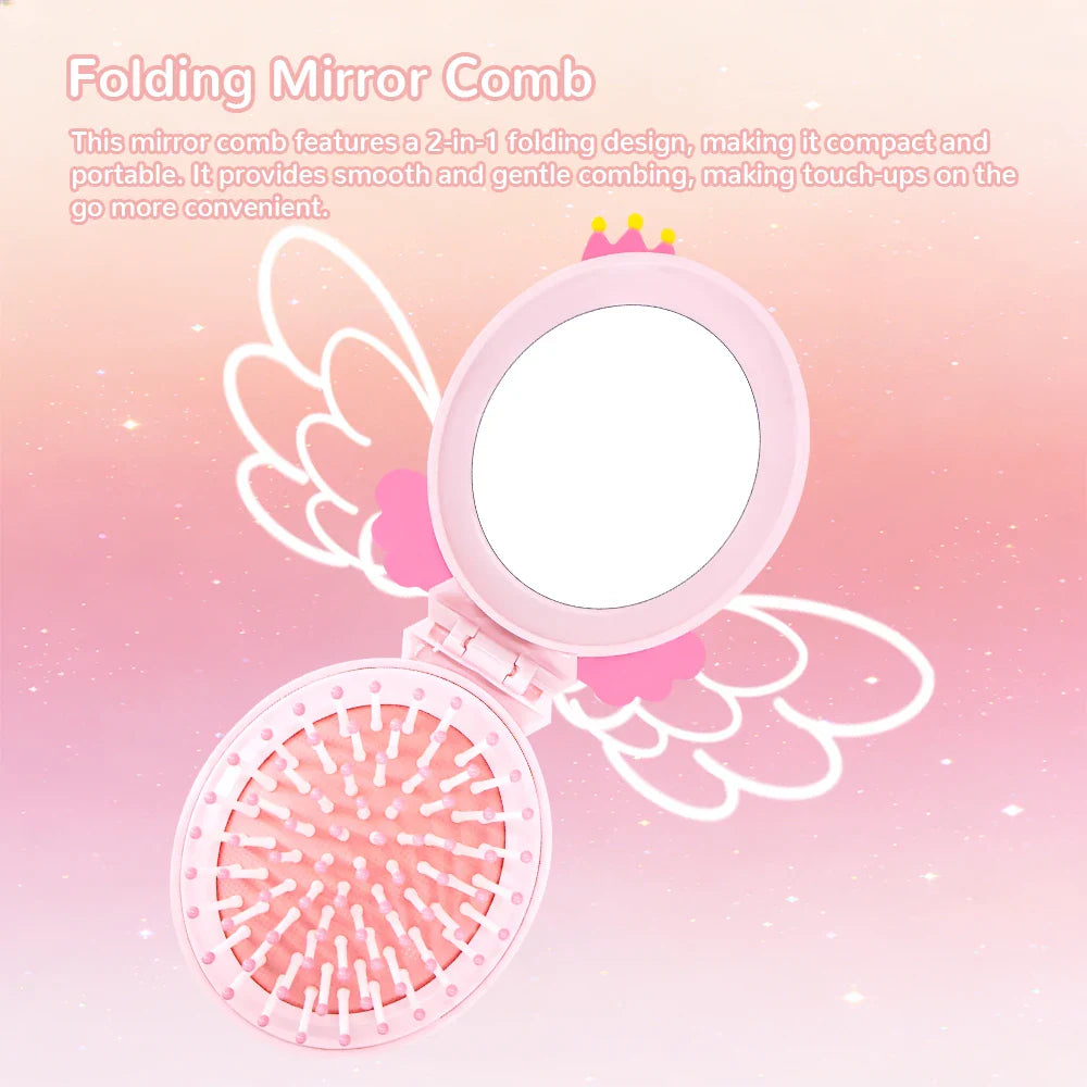 Magic Folding Mirror Comb – Moon & Star 2-in-1 Hair Brush