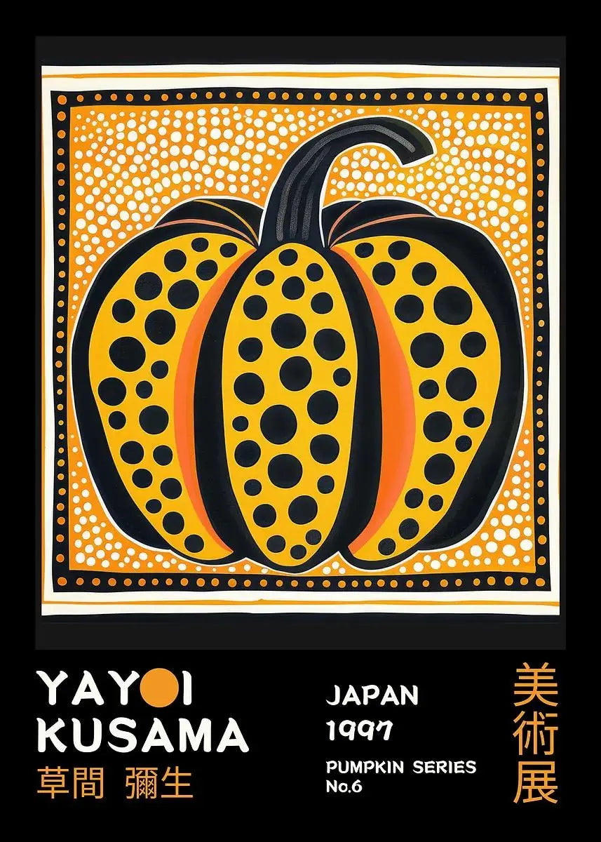 Yayoi Kusama Pumpkin Abstract Canvas Wall Art | Nordic Modern Print Canvas Wall Art Print Peaceful Pleasures Health and Wellness