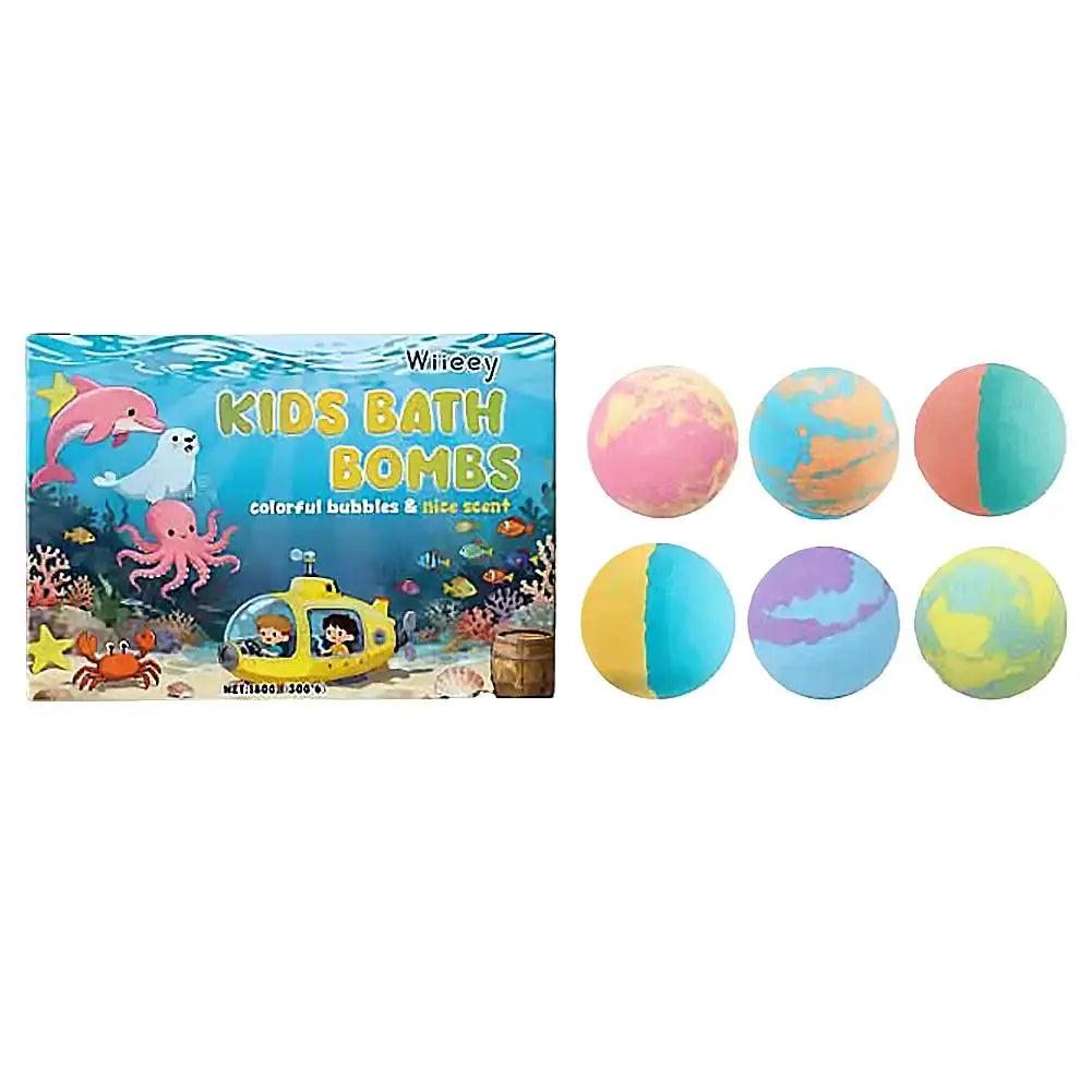 Kids Colorful Bath Bombs Gift Set – 6 Fizzy Spa Balls for Fun Bath Time Peaceful Pleasures Health and Wellness 6pcs