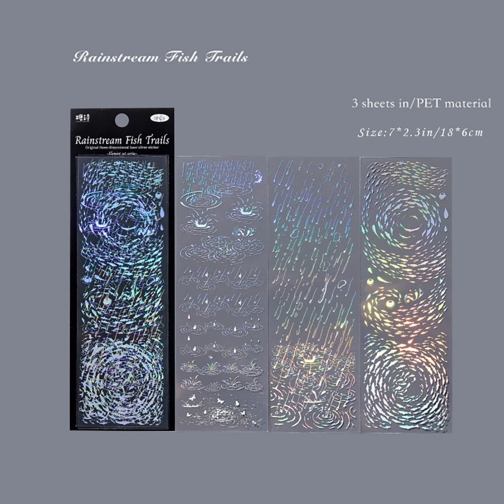 3 Sheets Element Collection Series Laser Stickers Ins Versatile