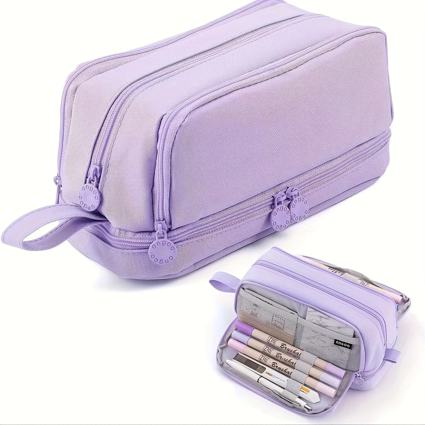 Large capacity stationery case, durable oxford cloth pencil case, portable organizer for school, office and university supplies Peaceful Pleasures Health and Wellness Purple