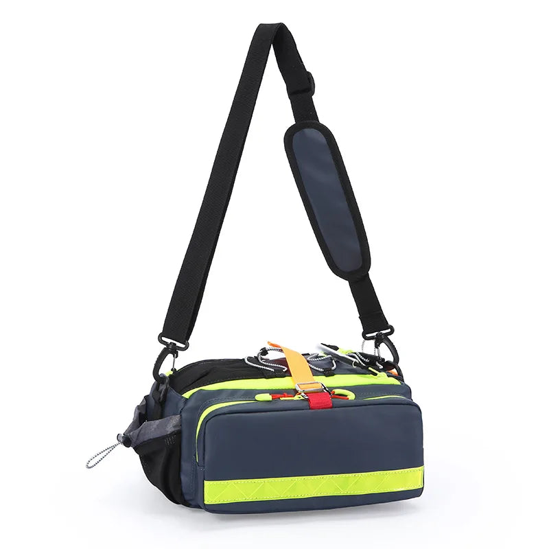 Waterproof Emergency Medical Pouch Waist Crossbody Life Monitoring Single Soldier Disposal Color Code Indication First Aid Kit Peaceful Pleasures Health and Wellness Blue NO side bag