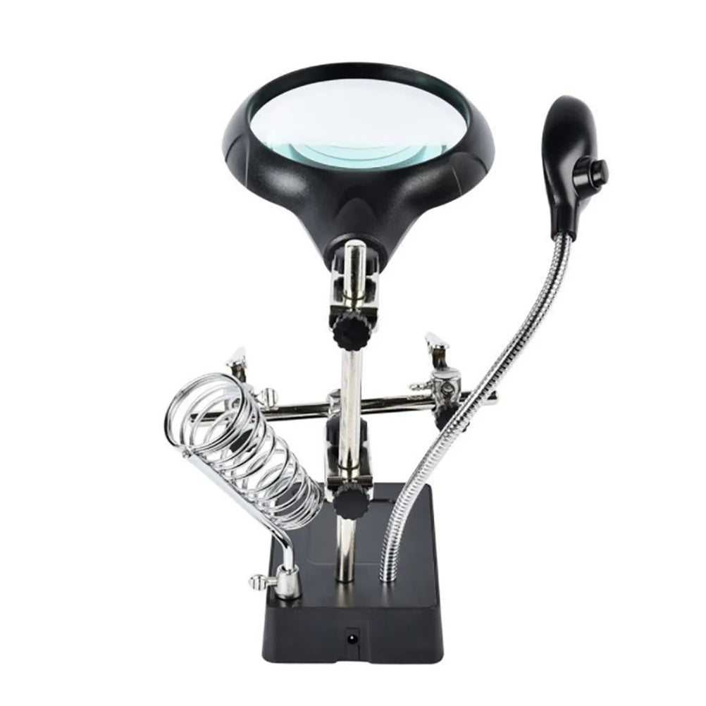 Desktop Magnifier Glass Soldering Station LED Light Magnifying Stand