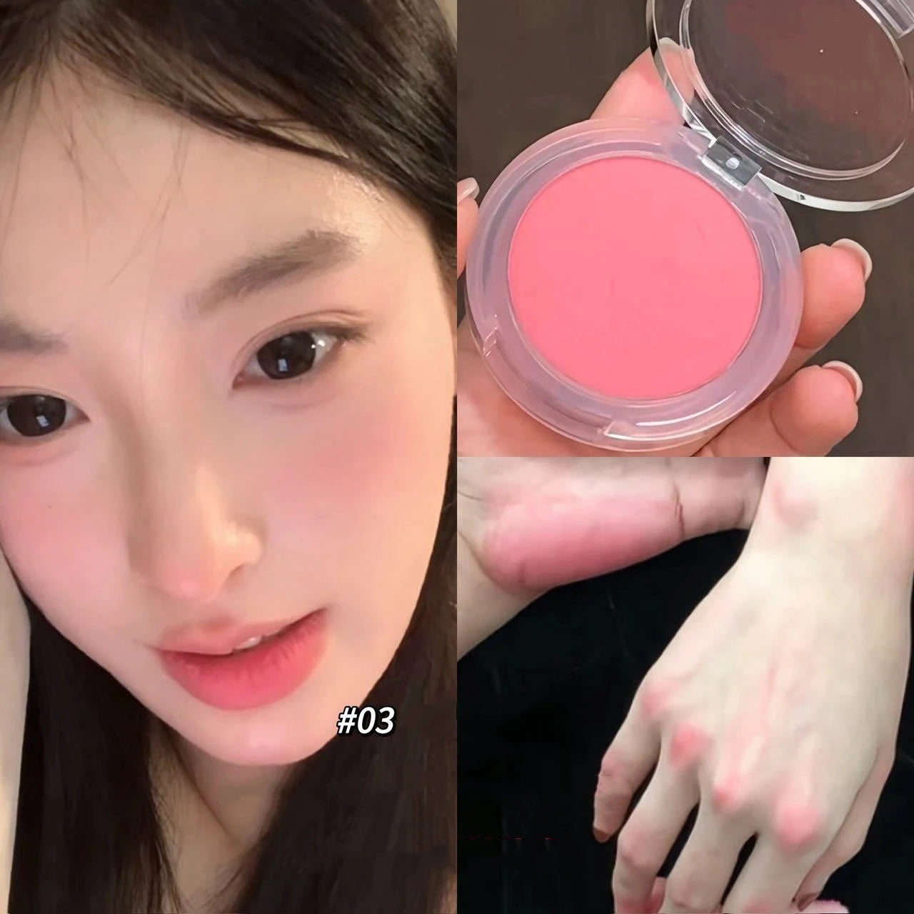 Peach Pink Blush Powder Palette – Matte & Shimmer Contour