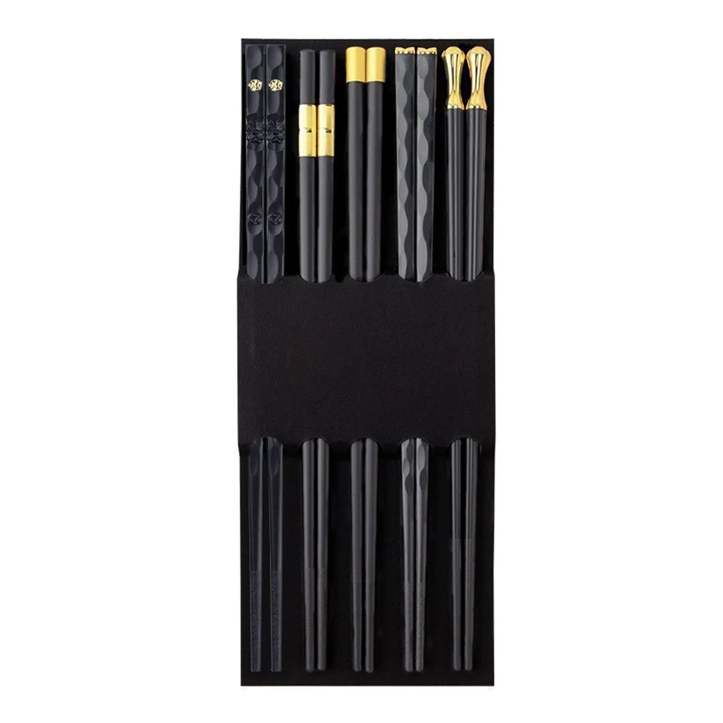Premium Alloy Chopsticks Set – Non-Slip, Dishwasher Safe, 5 Pairs