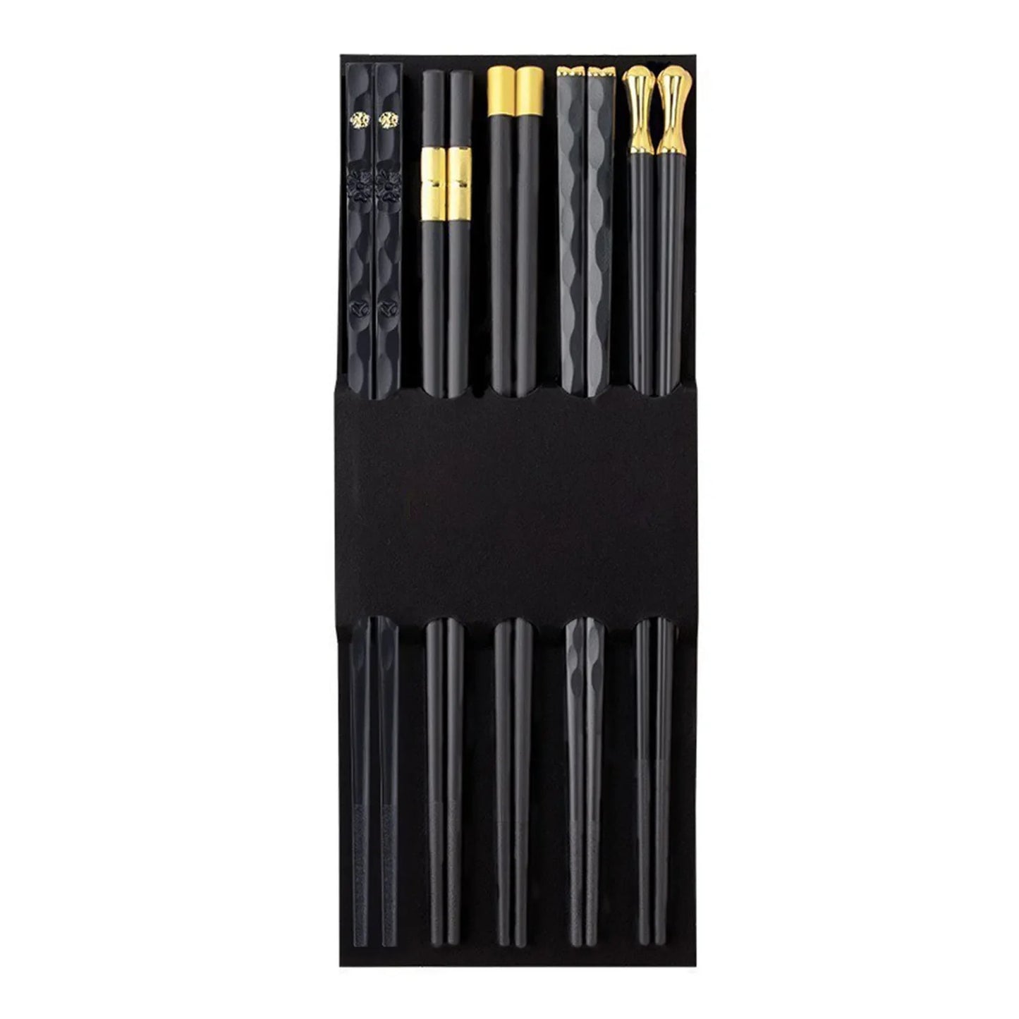 Premium Alloy Chopsticks Set – 5 Pairs, Non-Slip & Reusable