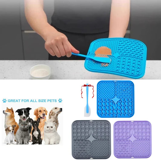 Silicone Pet Slow Feeder Licking Mat with Suction Cups Peaceful Pleasures Health and Wellness