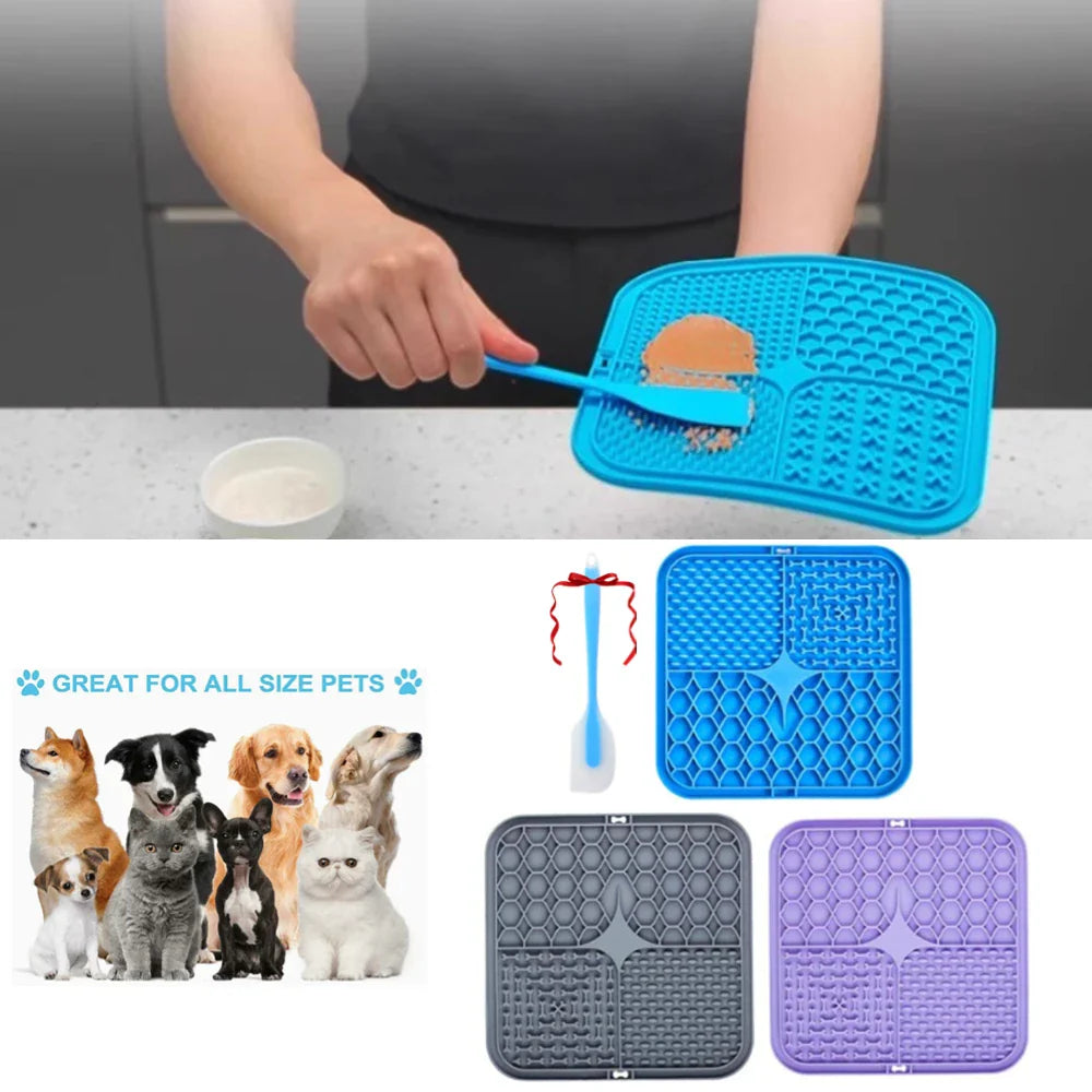 Silicone Pet Slow Feeder Lick Mat with Suction Cups – Dogs & Cats