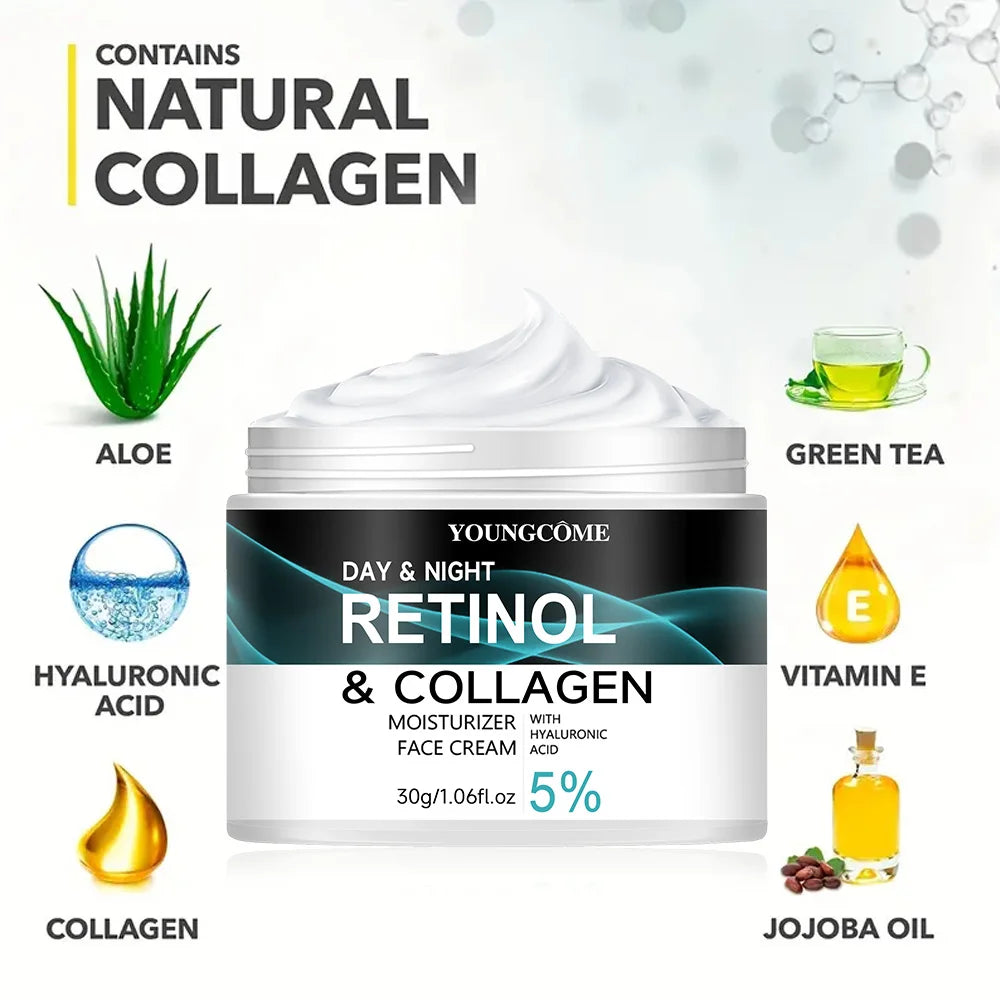 YOUNGCOME Retinol Collagen Moisturizing Cream Promotes Skin Elasticity and Luster Nourishing Brightening Improve Skin Texture Peaceful Pleasures Health and Wellness