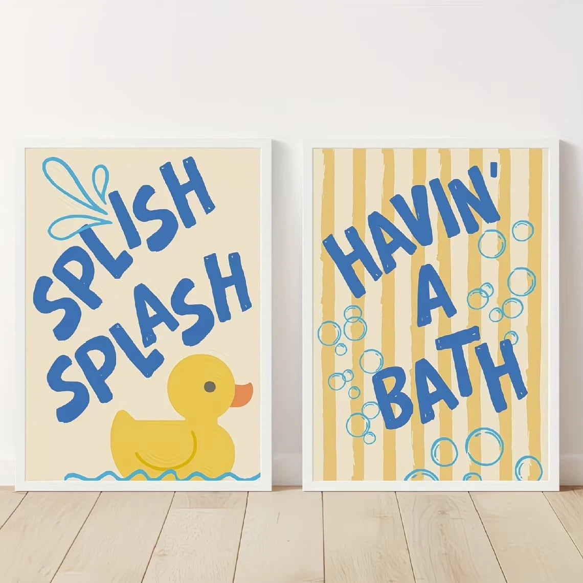 Cute Yellow Duck Canvas Wall Art | Set of 2 Posters