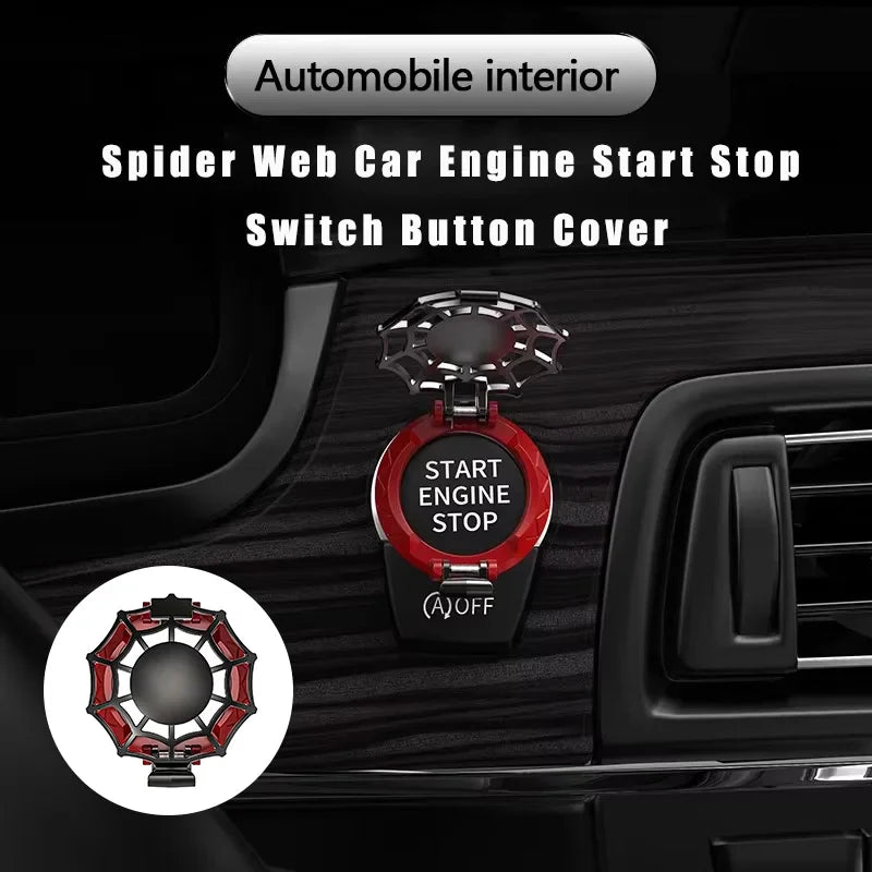 Spider Web Push Start Button Cover – Car & Motorcycle Decor