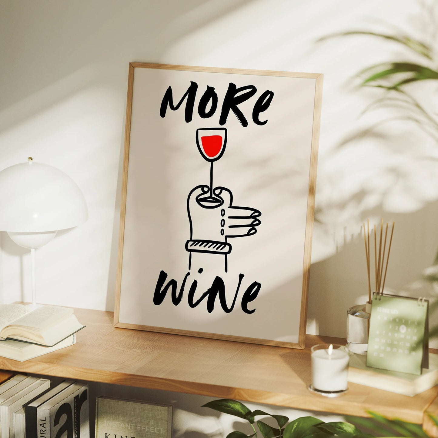 Modern Minimalist "More Wine" Canvas Wall Art Print | Home Decor
