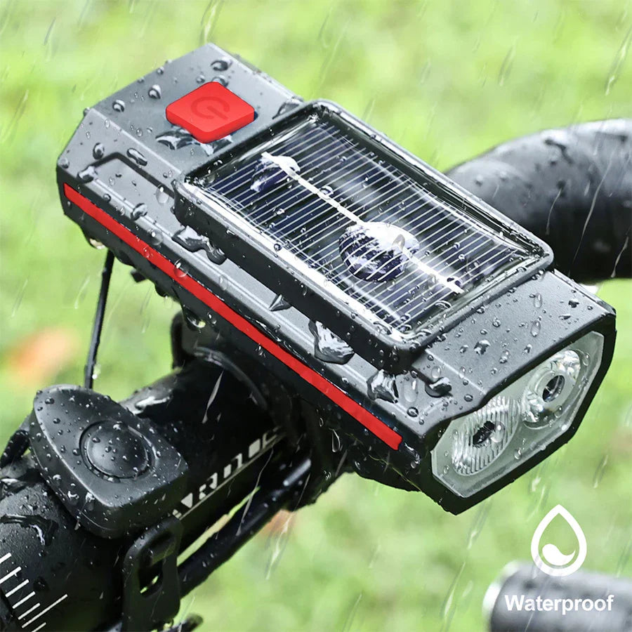 Solar Bike Light with 120dB Horn | USB-C Rechargeable LED MTB