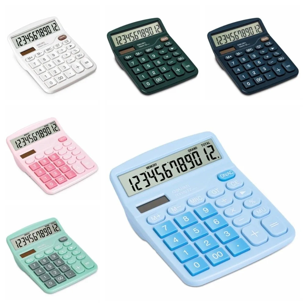 12-Digit Dual Power Calculator – Candy Color, Solar & Battery