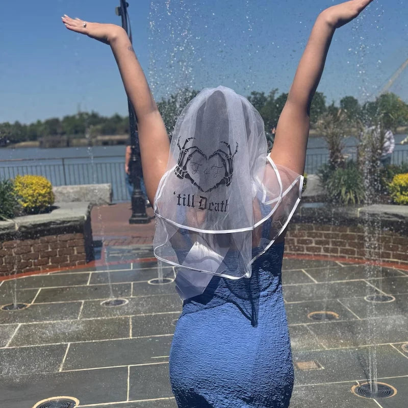 Personalized Skeleton Bridal Veil | Halloween Bachelorette Party