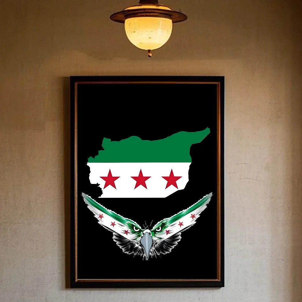 Syrian Revolution Flag HD Wall Poster – Waterproof PVC Decor Wall Art Poster Peaceful Pleasures Health and Wellness z12 15X20cmNoframe