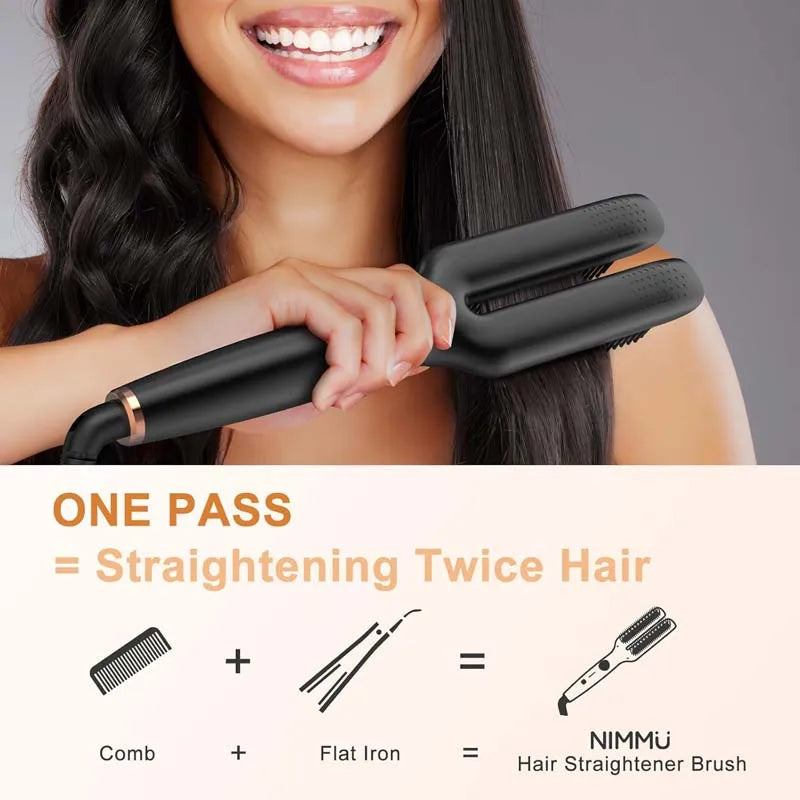 2 In1 Multifunctional Hair Straightener Brush Ceramic Hair Straightening And Curling Iron Electric Hot Brush For Styling Peaceful Pleasures Health and Wellness