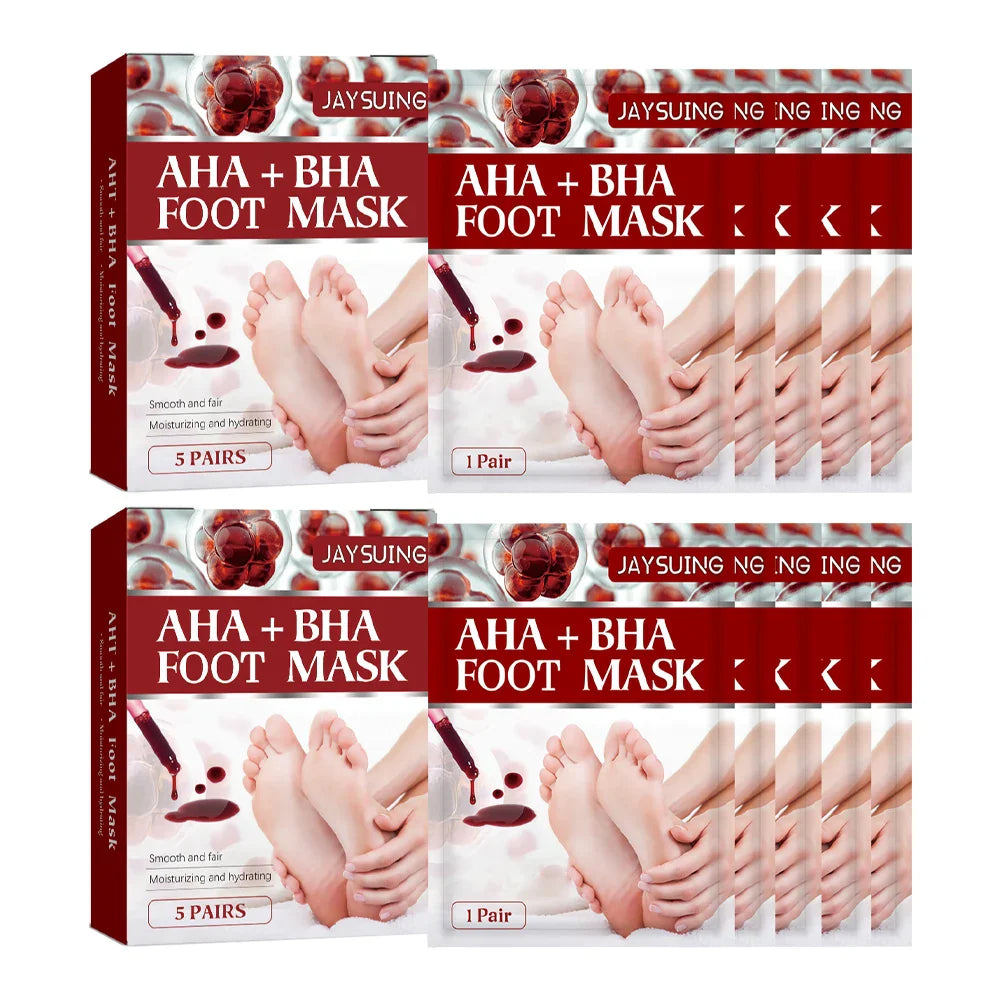 AHA Exfoliating Foot Peel Mask | Smooth Soft Feet – 5 or 10 Pairs
