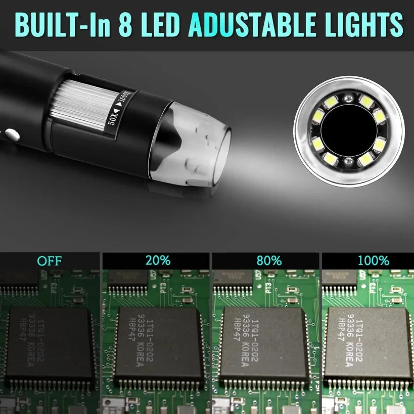 1600X USB Digital Microscope 1080P HD – 8 LEDs, PC & Android