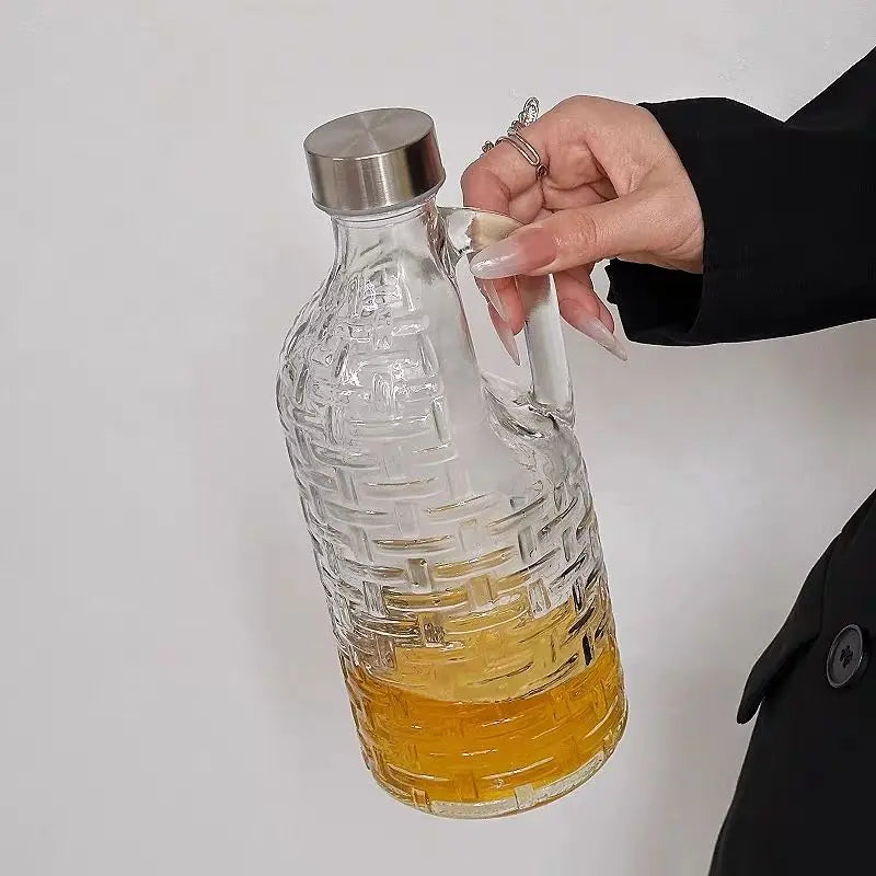 Creative Handle Glass Sealed Bottle Dispenser Wine Jug Kitchen Oil Vinegar Cruet Kitchen Gadgets Kitchen Tools Peaceful Pleasures Health and Wellness