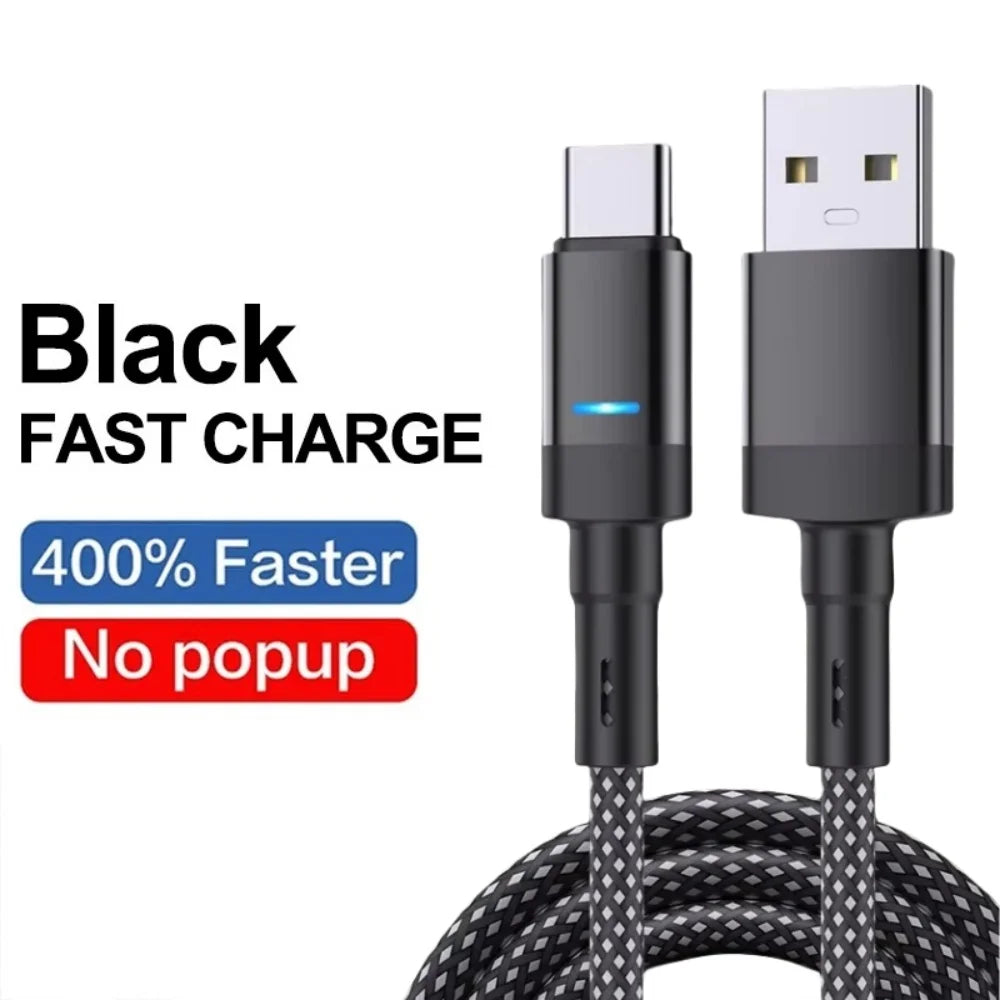 100W 6A USB A to Type C Fast Charging Cable Auto Power-Off Nylon Braided Charger Cord for Samsung Xiaomi Huawei 1M/1.5M/2M Peaceful Pleasures Health and Wellness black 1m
