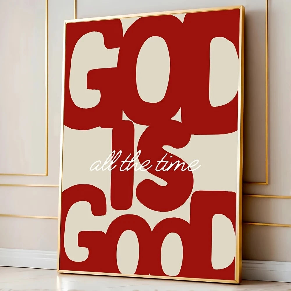 Modern,Retro Red God is Good Christian Quote Wall Art Print Canvas Painting Poster Picture For Bedroom,Living Room Home Decor Peaceful Pleasures Health and Wellness