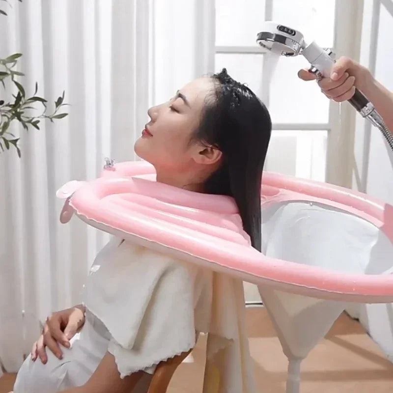 Inflatable Shampoo Basin PVC Foldable Portable Shampoo Pad Spa Tub Deflate Hair Washing Basin for Pregnant Women Elderly Peaceful Pleasures Health and Wellness
