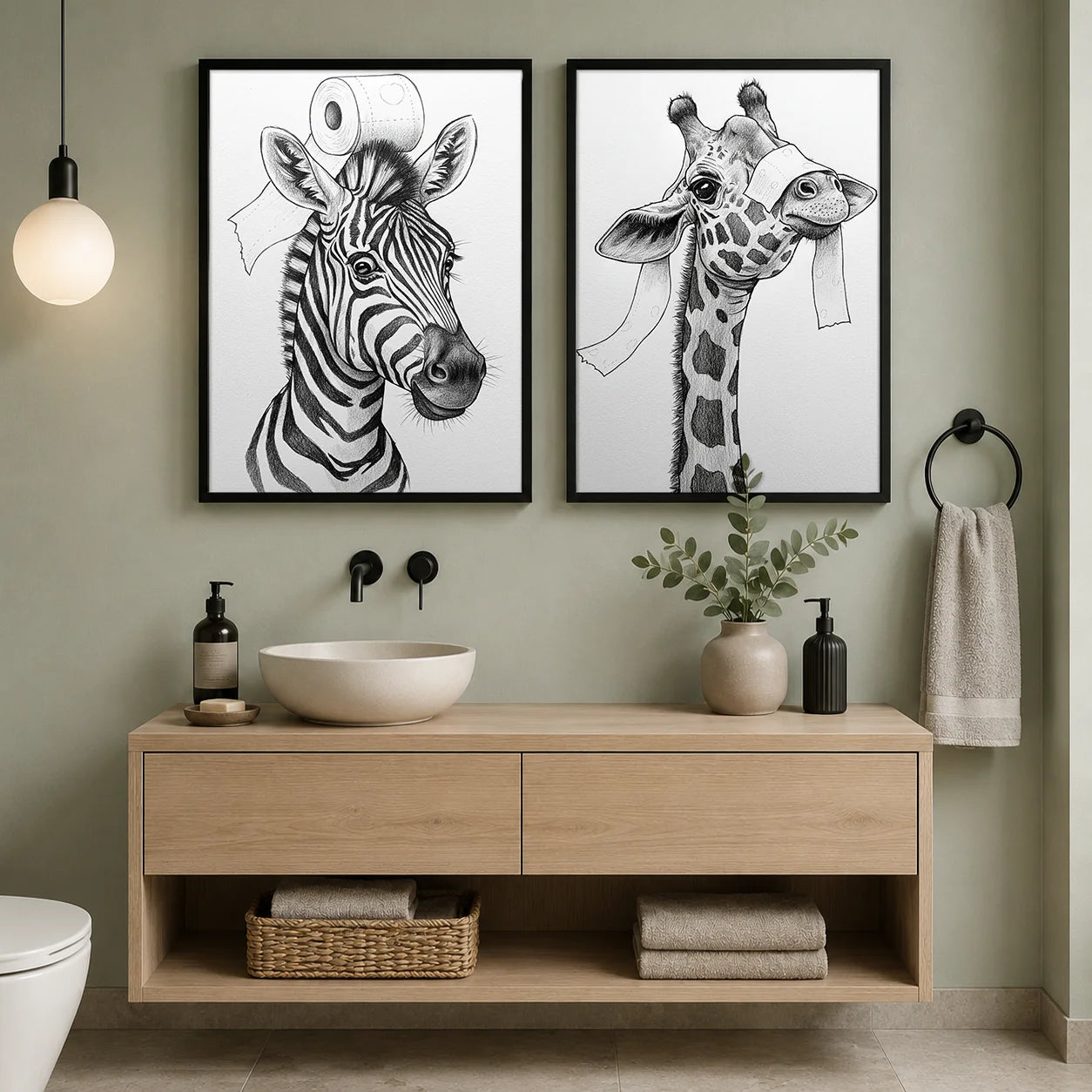 Funny Black & White Animal Canvas Wall Art – Elephant & Panda Canvas Wall Art Peaceful Pleasures Health and Wellness