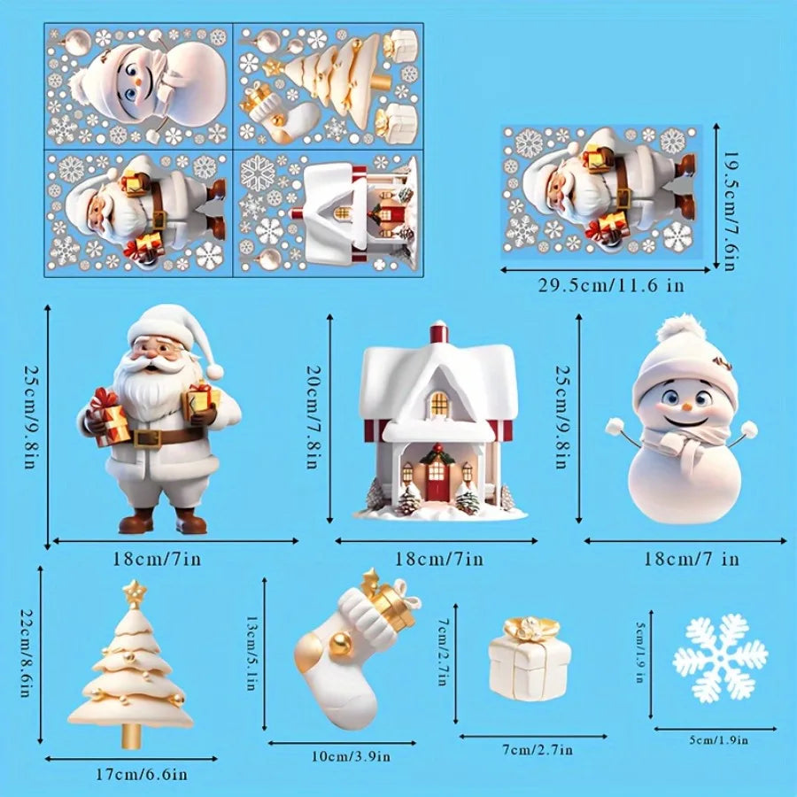 Christmas Window Clings – Santa Claus Festive Glass Stickers Set