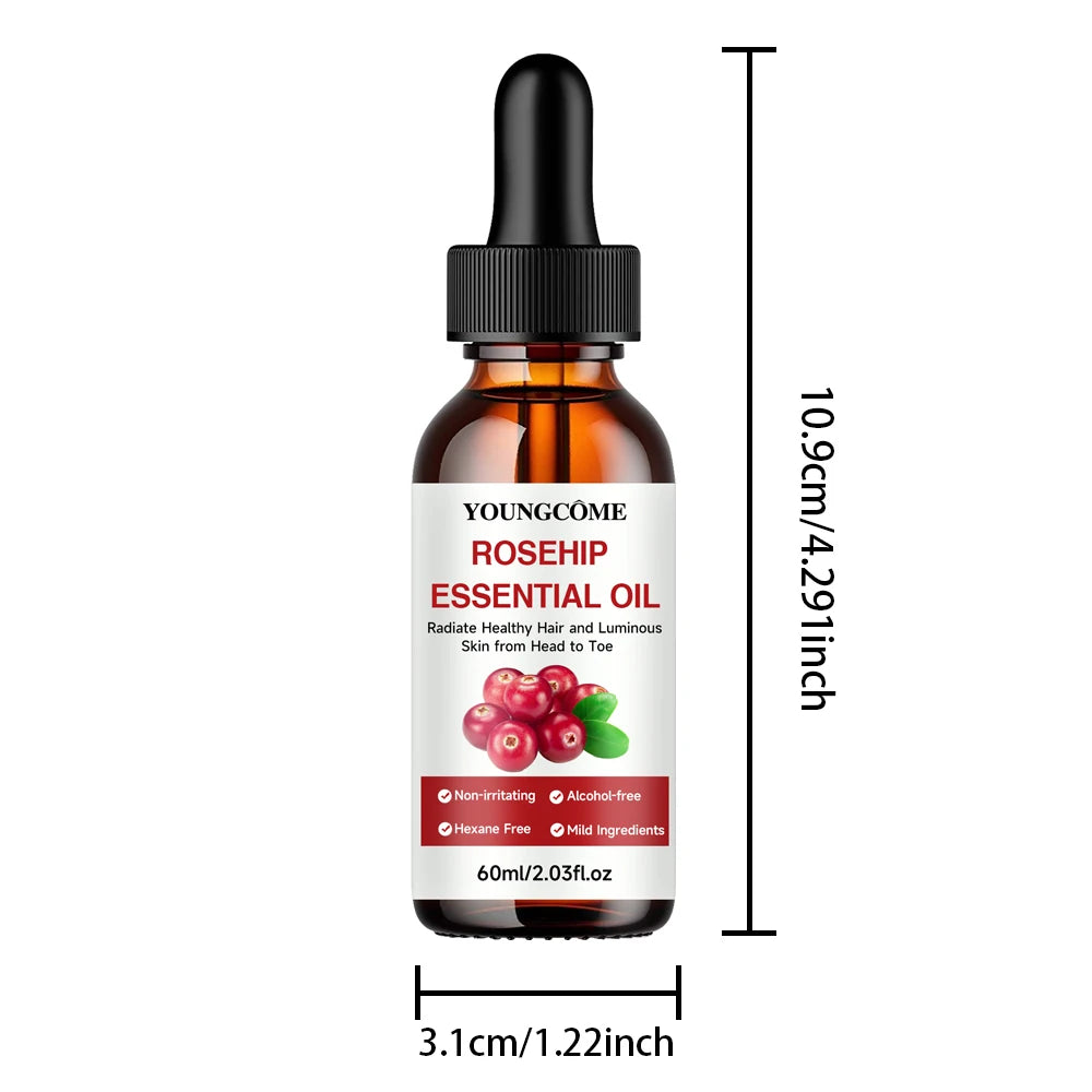 Pure Rosehip Essential Oil Fade Fine Line Lifting Firming Repair Moisturizing Whitening Nourishing Skincare Oil for Hair Face Peaceful Pleasures Health and Wellness 60ml Other