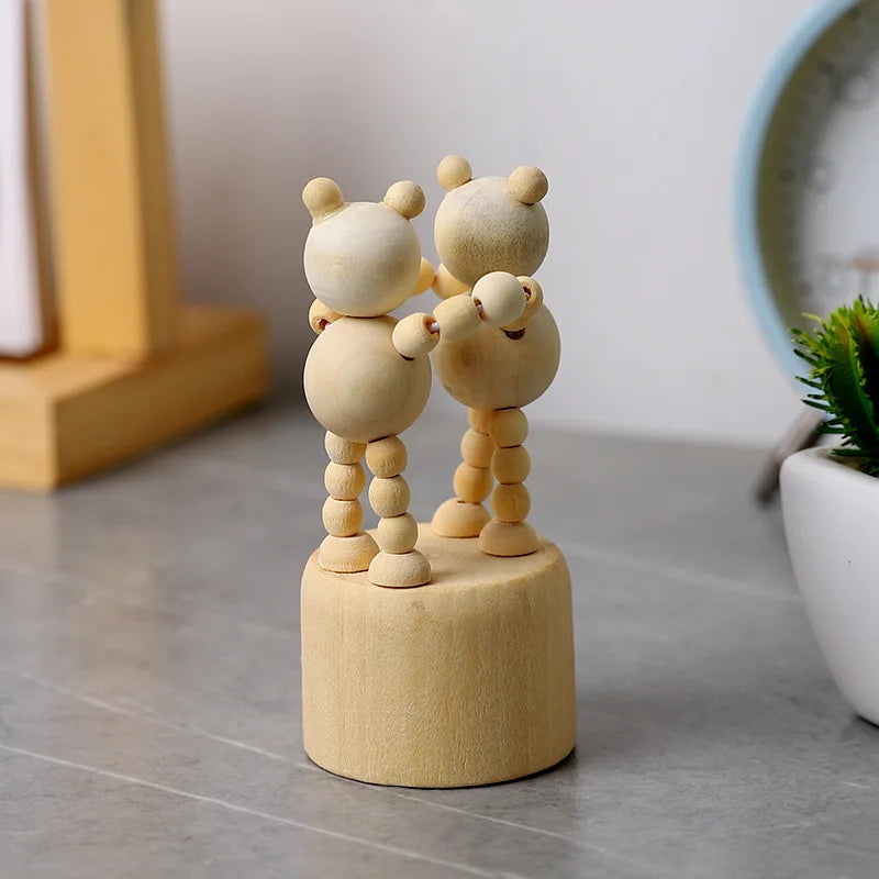 Wood DIY Craft Mini Dog/Clown/Giraffe/Duo Desktop Decoration Crafts Wooden Animal Miniatures Ornament Book Shelf Fun Decor Peaceful Pleasures Health and Wellness