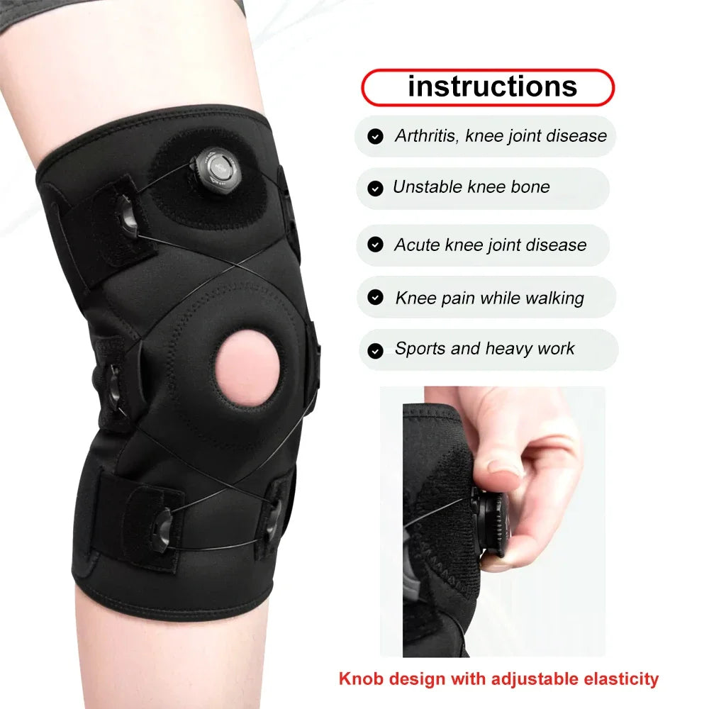 1PCS Hinged Knee Brace for Meniscus Tear, Adjustable Support for Knee Pain with Hinges & Built-in Side Stabilizers for ACL MCL Peaceful Pleasures Health and Wellness