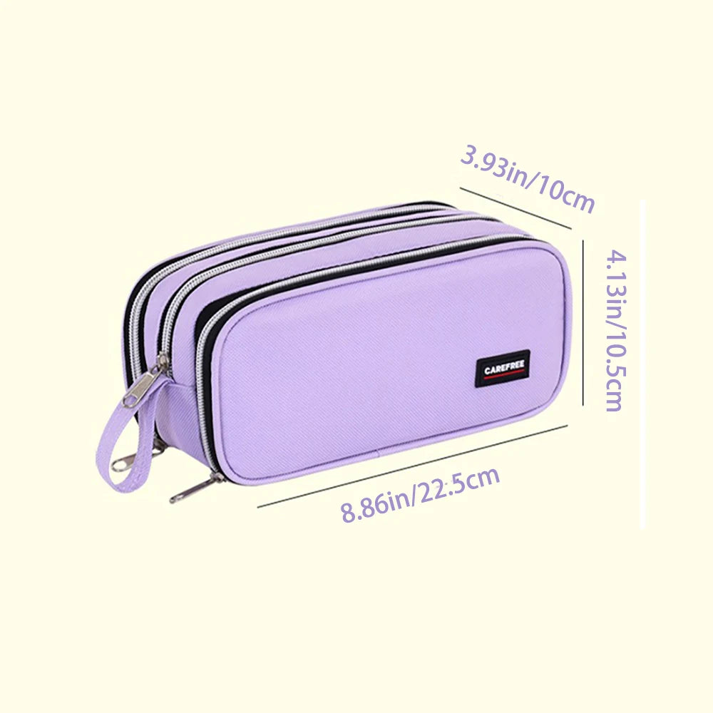 Large Capacity Pencil Case Three-layer Zipper Student Stationery Bag