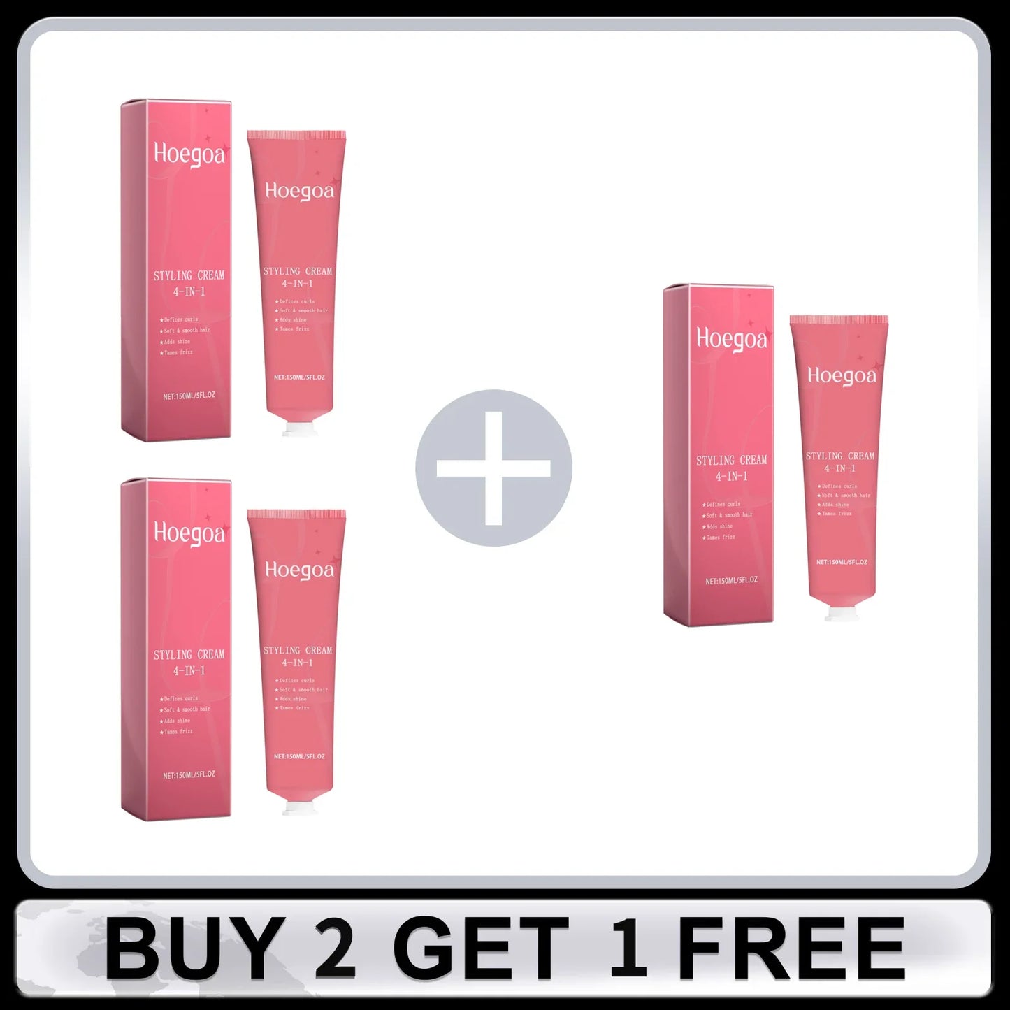 HOEGOA 4-in-1 Hair Styling Cream | Curl Define & Frizz Control