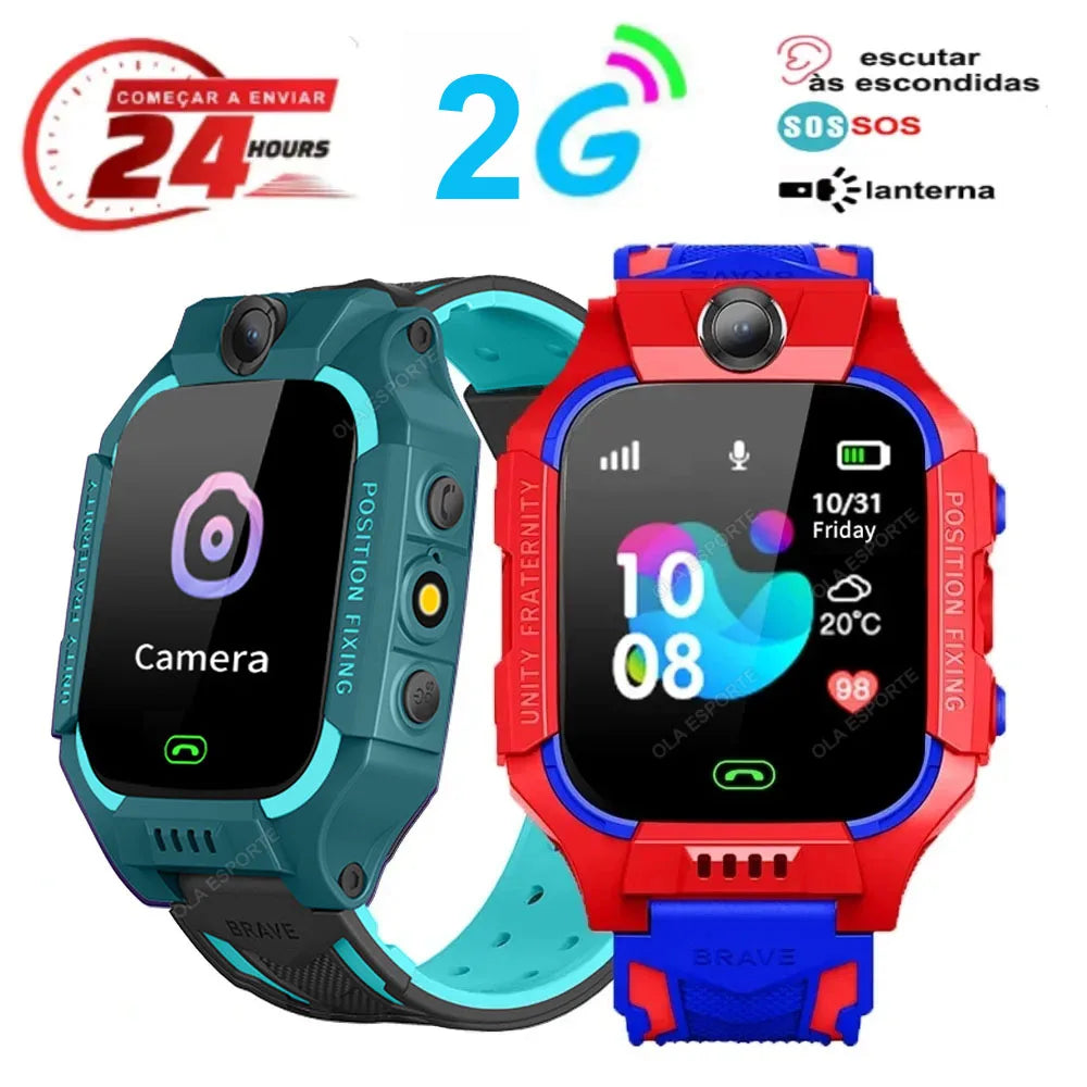 Kids Smart Watch 2G SIM GPS Tracker SOS LED IP68 Boys & Girls