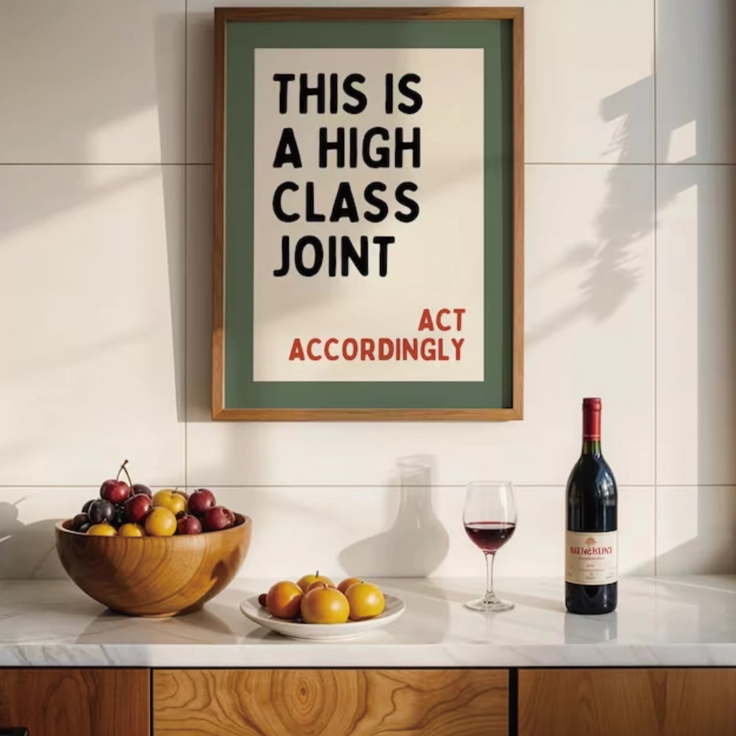 Funny Bar Sign Canvas Wall Art | "High Class Joint" Print