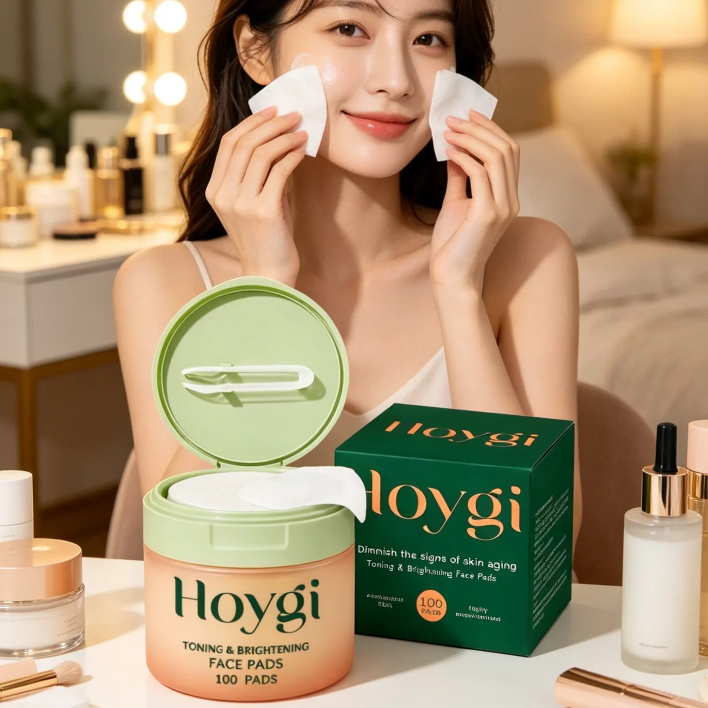 Hoygi Brightening Face Toner Pads 100ct – Hydrate & Even Skin