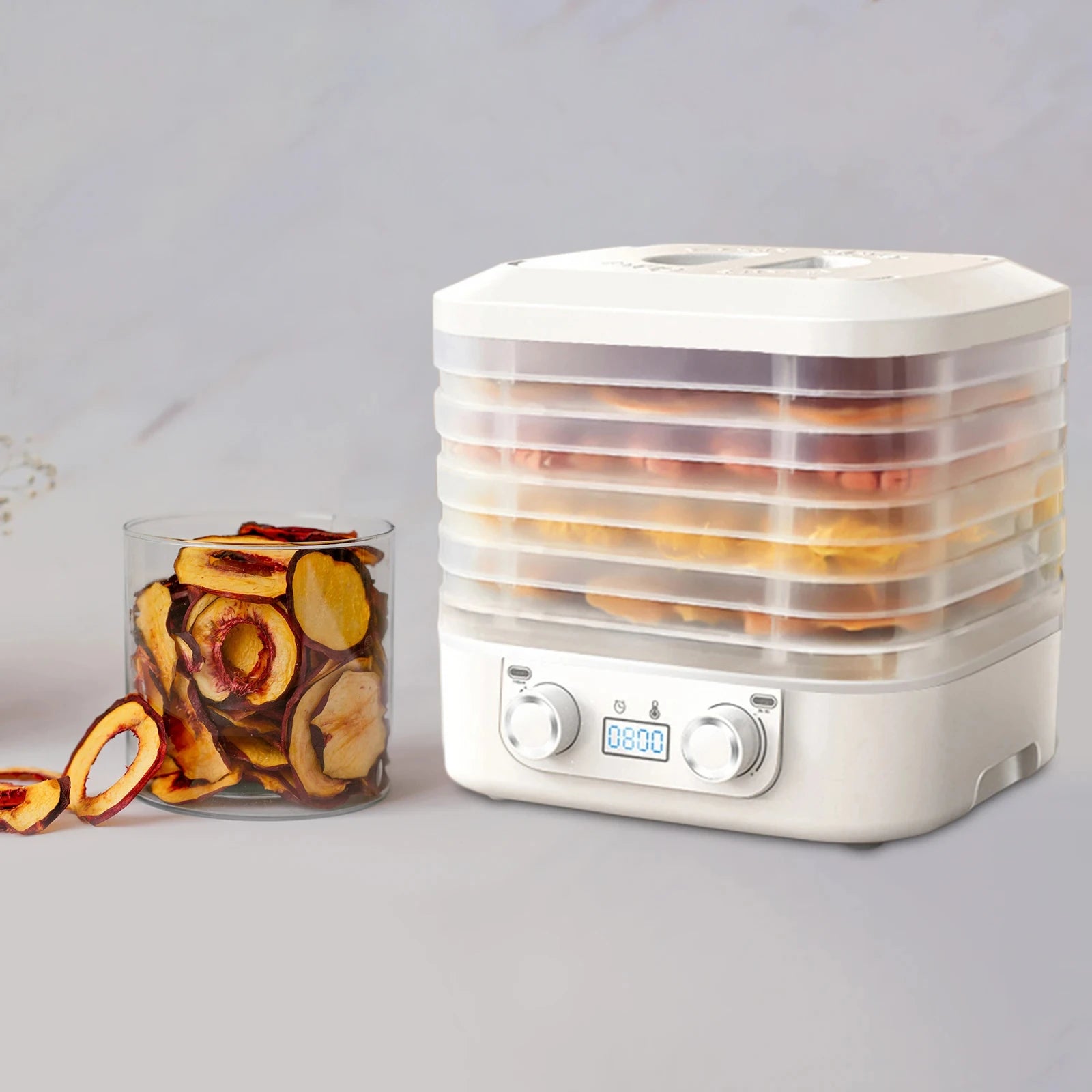 48Hours Long Lasting Thermostatic Fruit Drying Device 5 Layers Food Dehydrator Snack Herb Desiccator Temperature Adjustable Peaceful Pleasures Health and Wellness