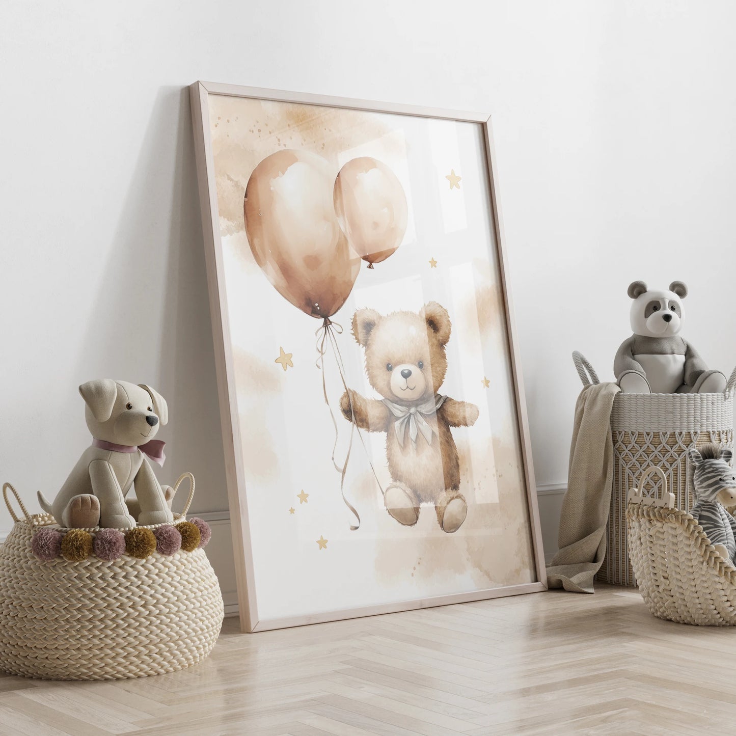 3-Piece Personalized Brown Bear Canvas Wall Art | Kids Decor