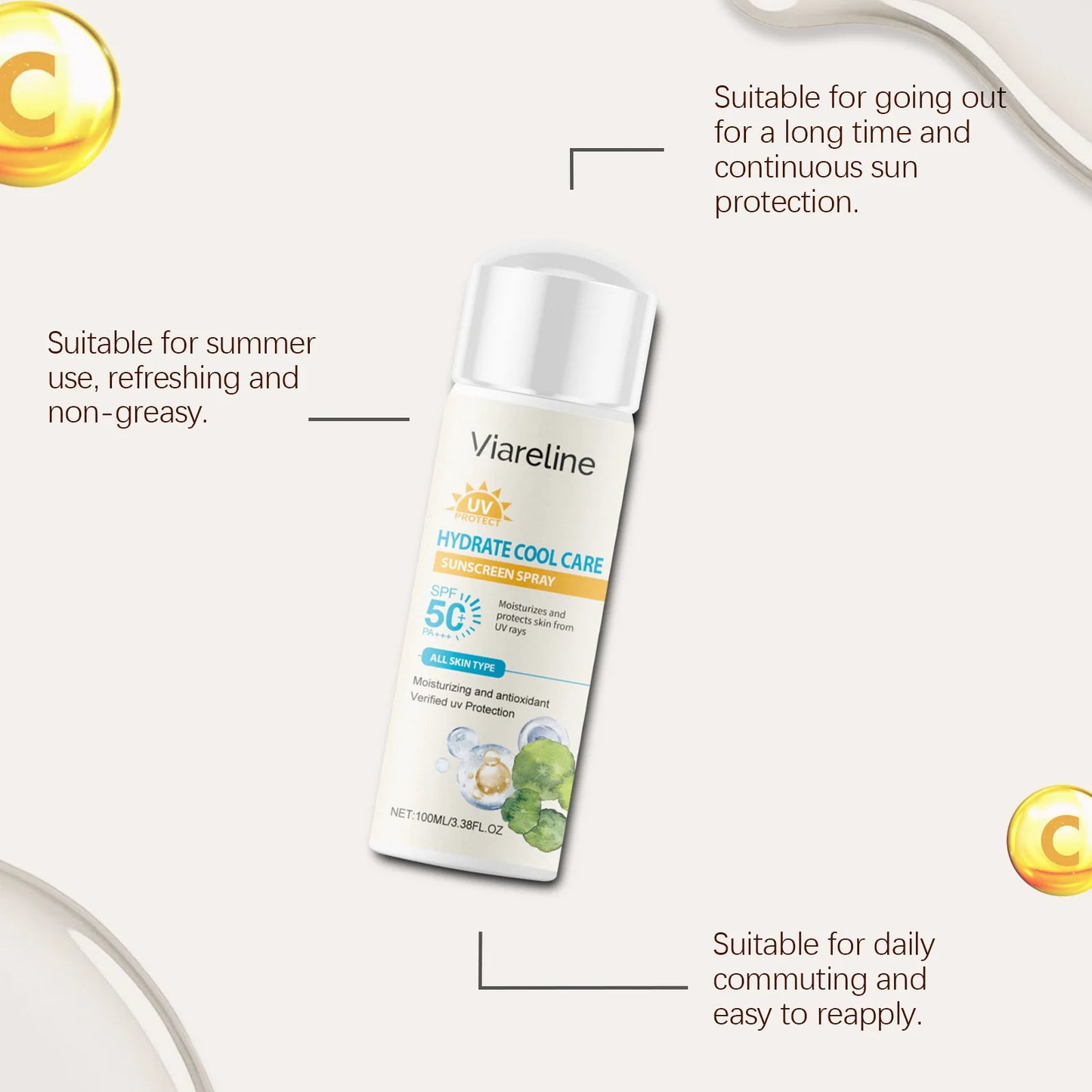 Sun Protection Spray Broad Spectrum SPF 50 UVA UVB Protection Sunburn Prevention Waterproof Lightweight Lasting Sunscreen Mist Peaceful Pleasures Health and Wellness